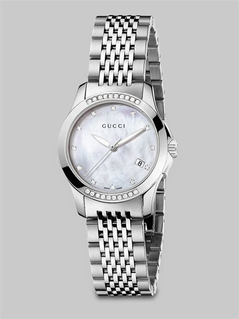 gucci mother of pearl bracelet watch|gucci g timeless diamond watch.